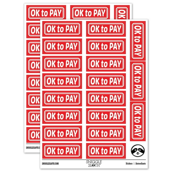 OK to Pay Double Border Sticker Set - Red - Matte Finish - 2.00" Large