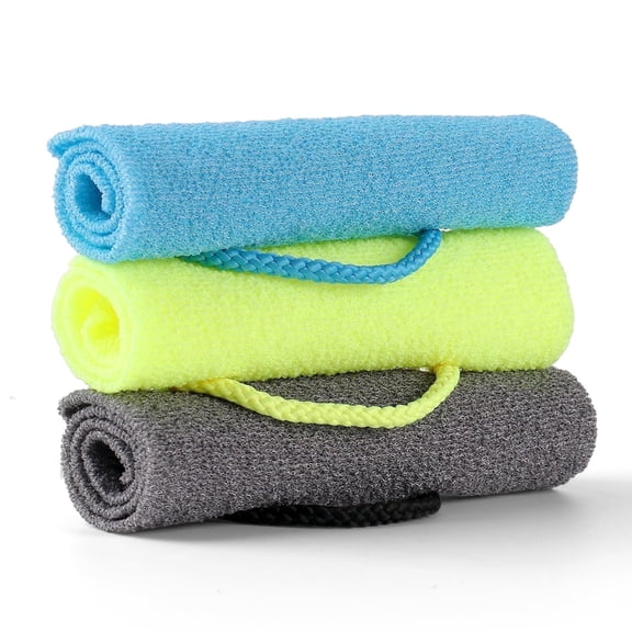 Okaka 3 Pcs Exfoliating Net Sponge Body Scrubber Bath Towel for Adult and Kids