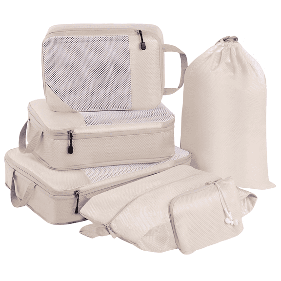 Okaka Compression Packing Cubes Set, Beige, 6-Piece