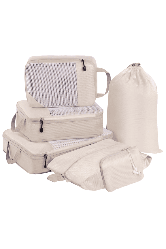 Compression Packing Cubes Set, Beige, 6-Piece
