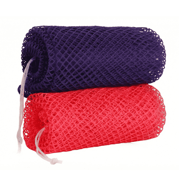 OKAKA African Net Sponge Authentic -2 Pack Exfoliating Bath & Shower Loofah Sponge for Body & Face, Gentle Scrubber for All Skin Types, Travel