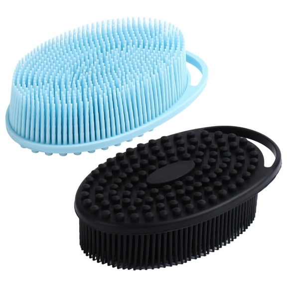 Okaka 2 Pack Silicone Loofah Bath Brush, Silicone Body Scrubber Dual-Sided Exfoliating Shower Brush for Men Women