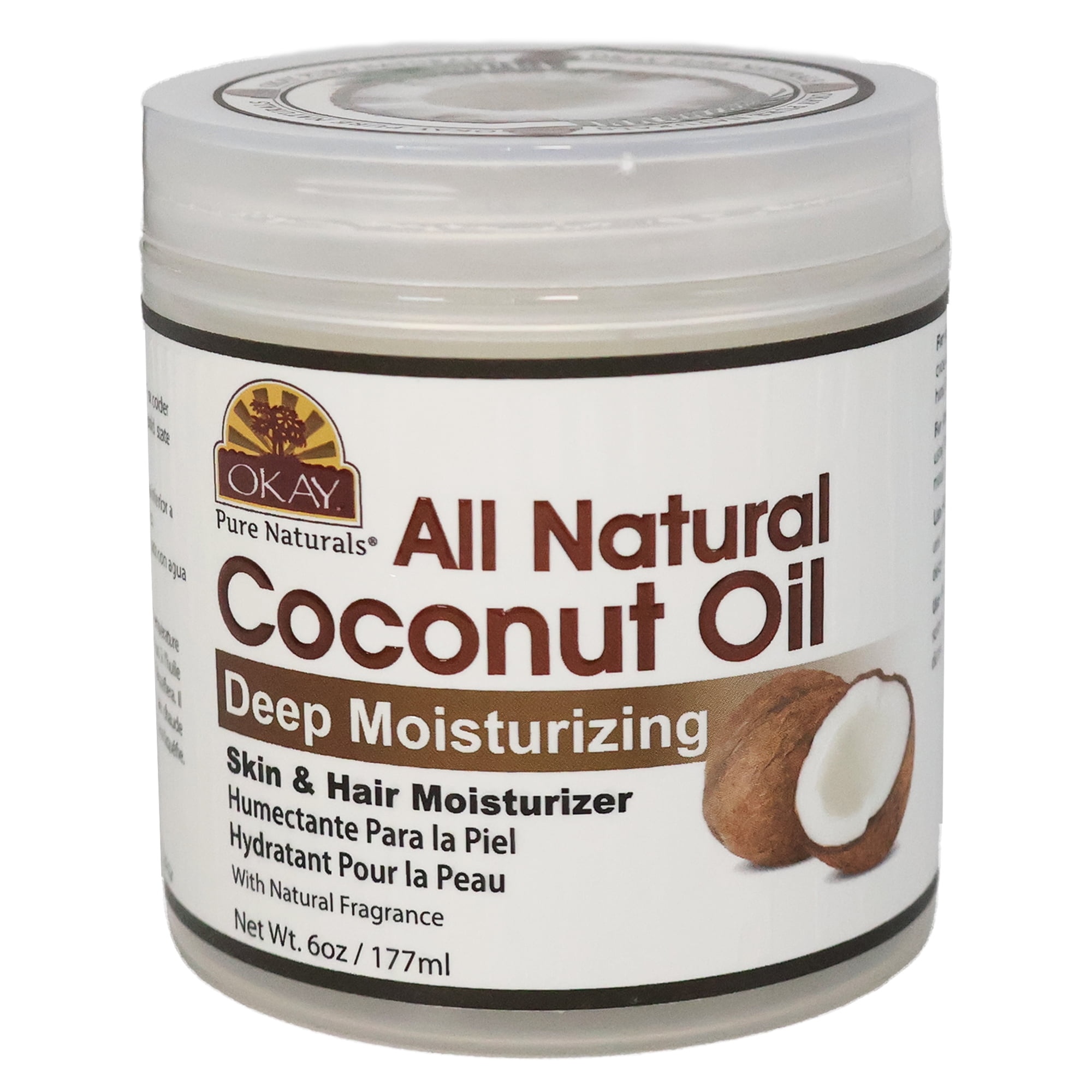  OKAY 100% COCONUT OIL for HAIR and SKIN in JAR 6oz / 177ml :  Beauty & Personal Care