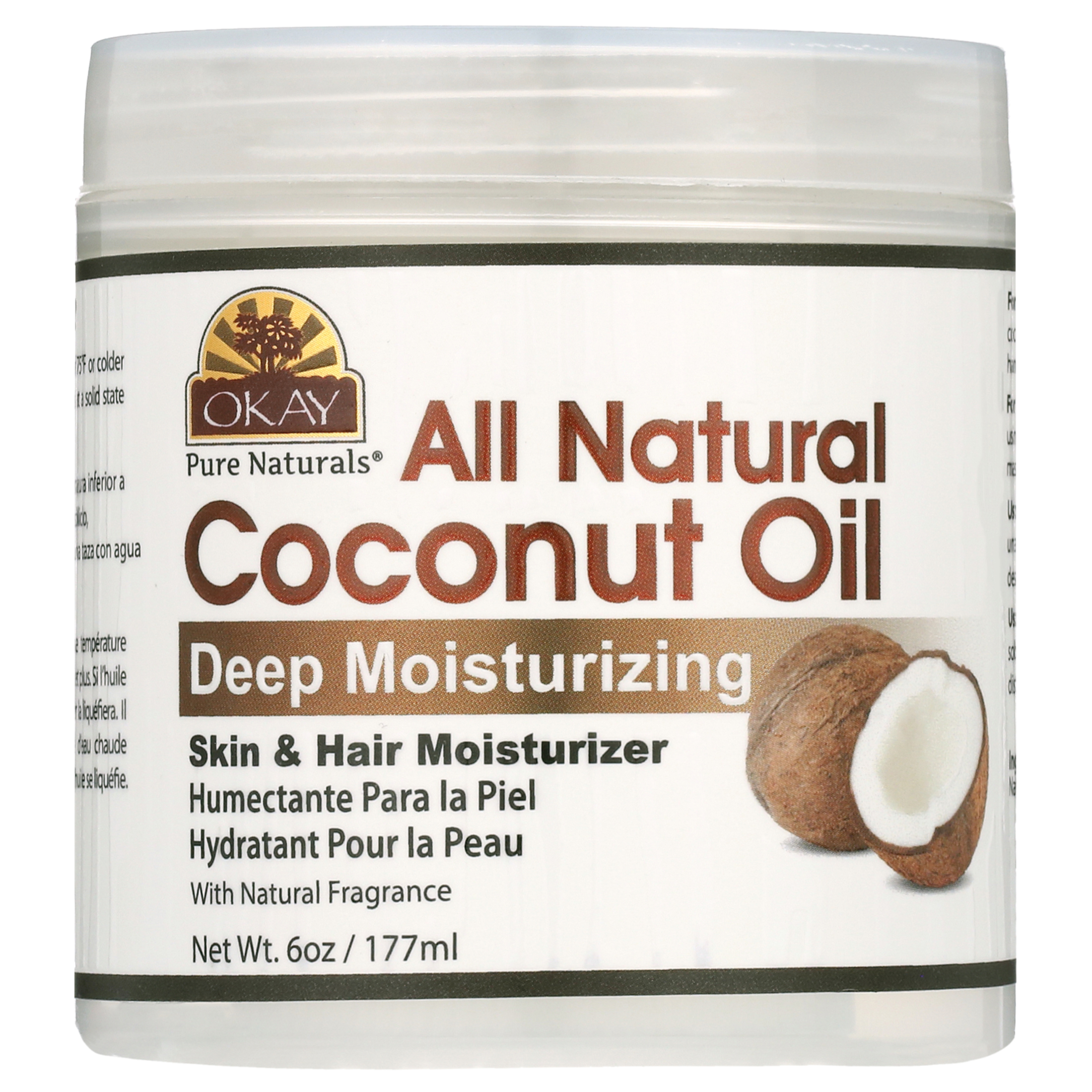 Okay 100% Pure Coconut Oil, Deep Moisturizing - 6 oz jar