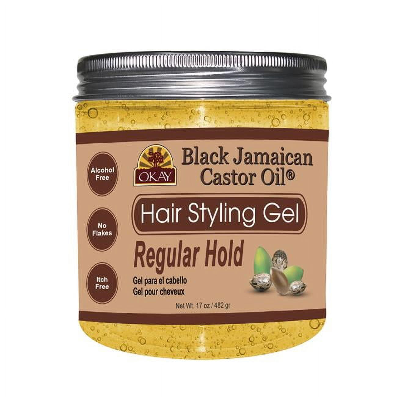 OKAY BLACK JAMAICAN HAIR STYLING GEL, REGULAR HOLD 17OZ