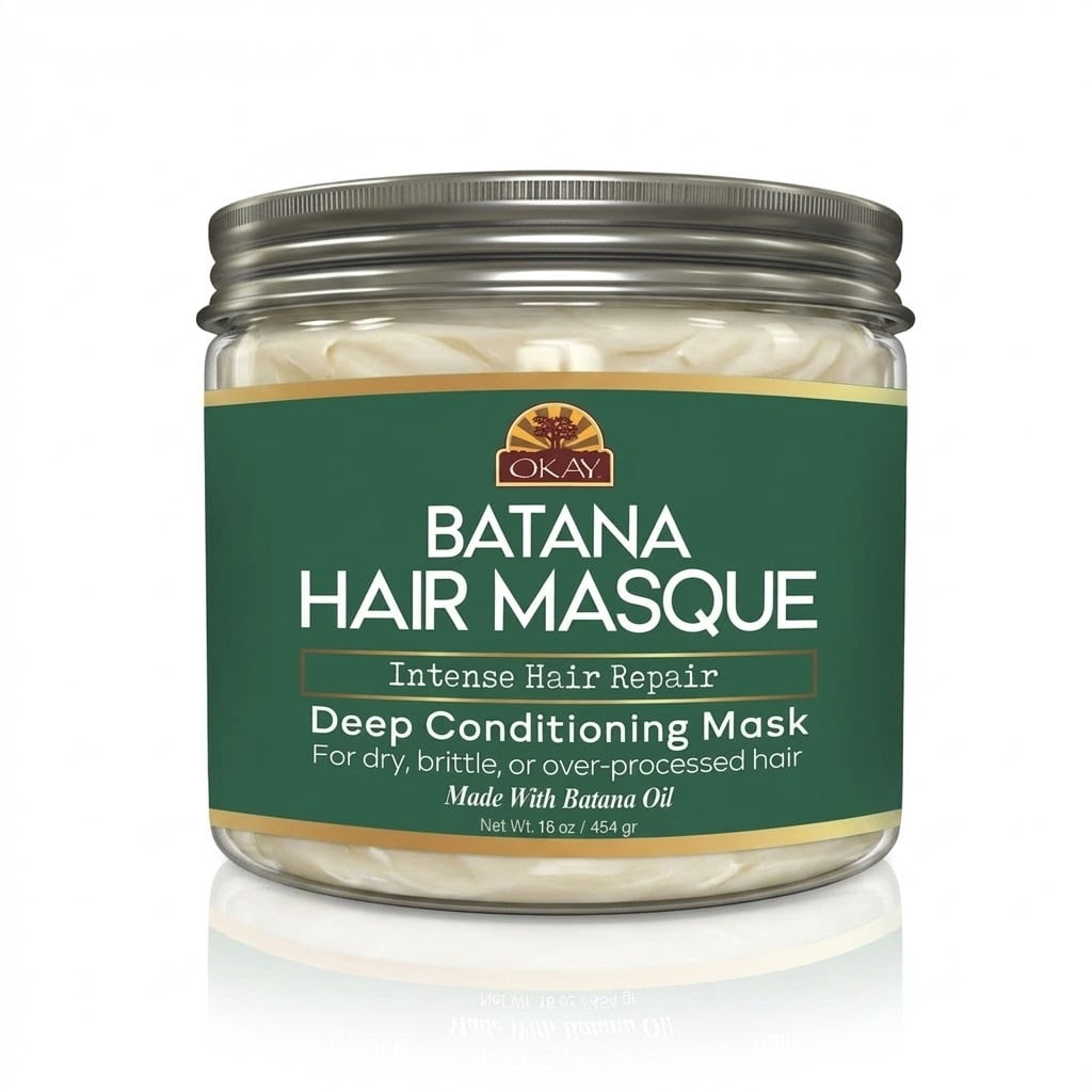OKAY Batana Hair Masque Deep Conditioning Treatment with Batana Oil, Quinoa & Coconut Oil, Repairs Dry Damaged Hair, Restores Shine & Elasticity, Sulfate Paraben Silicone Free, 16 oz