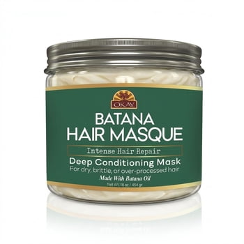 OKAY Batana Hair Masque Deep Conditioning Treatment with Batana Oil, Quinoa & Coconut Oil, Repairs Dry Damaged Hair, Restores Shine & Elasticity, Sulfate Paraben Silicone Free, 16 oz