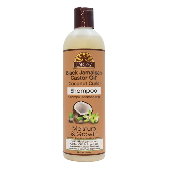 OKAY Black Jamaican Castor Oil Coconut Curls Shampoo, 12 Oz