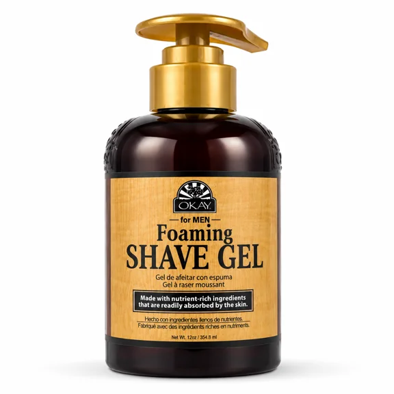 OKAY Men's Foaming Shave Gel, Smooth Razor Glide, 12 oz