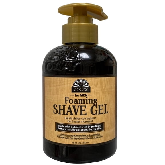 OKAY Mens Foaming Shave Gel, Smooth Glide Shaving Gel for Close Comfortable Shave, Moisturizing & Irritation Reducing Formula, Sulfate Paraben Silicone Free, 12 oz / 355 ml