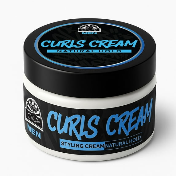 OKAY Men’s Curl Styling Cream 7.25 oz – Moisturizing Curl Defining Cream for Men, Frizz Control, Soft Hold, Non-Greasy, Enhances Curly & Wavy Hair