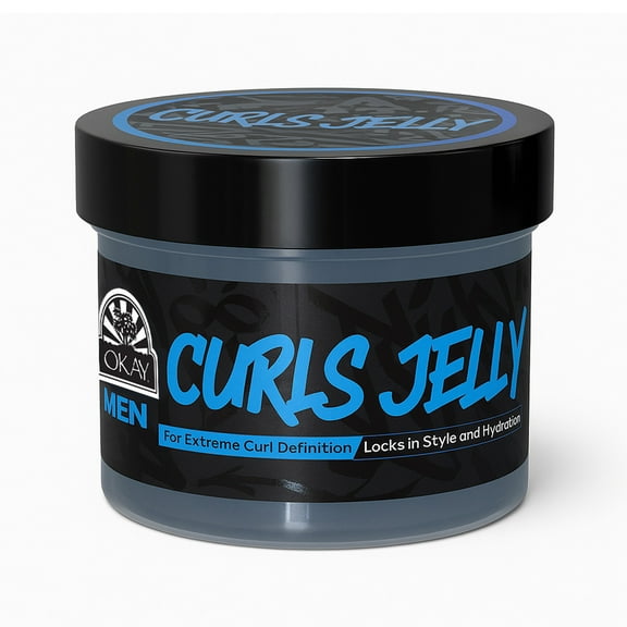 OKAY Men's Curl Jelly Styling Hair Gel, Curl Definer and Enhancer with Frizz Control, 7 oz