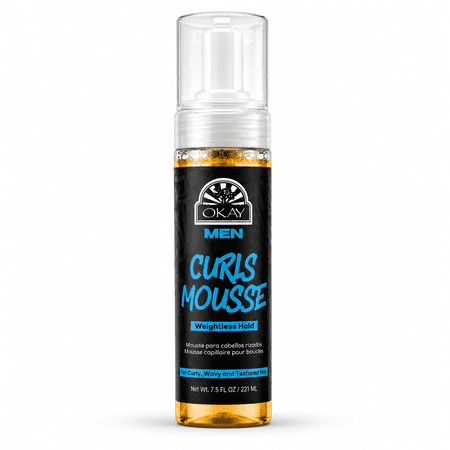 OKAY Men’s Curls Mousse 7.5 oz – Curl Enhancing Hair Mousse for Men, Lightweight Hold, Frizz Control & Definition