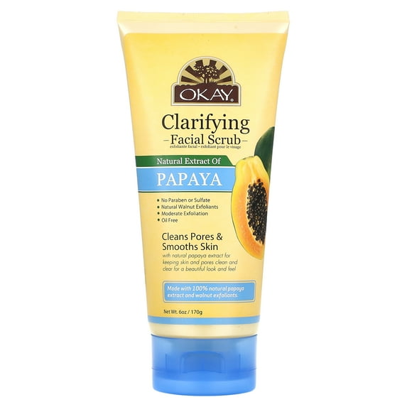 OKAY | Papaya Facial Scrub | Moderate Exfoliant | Cleans Pores - Smoothes Skin |