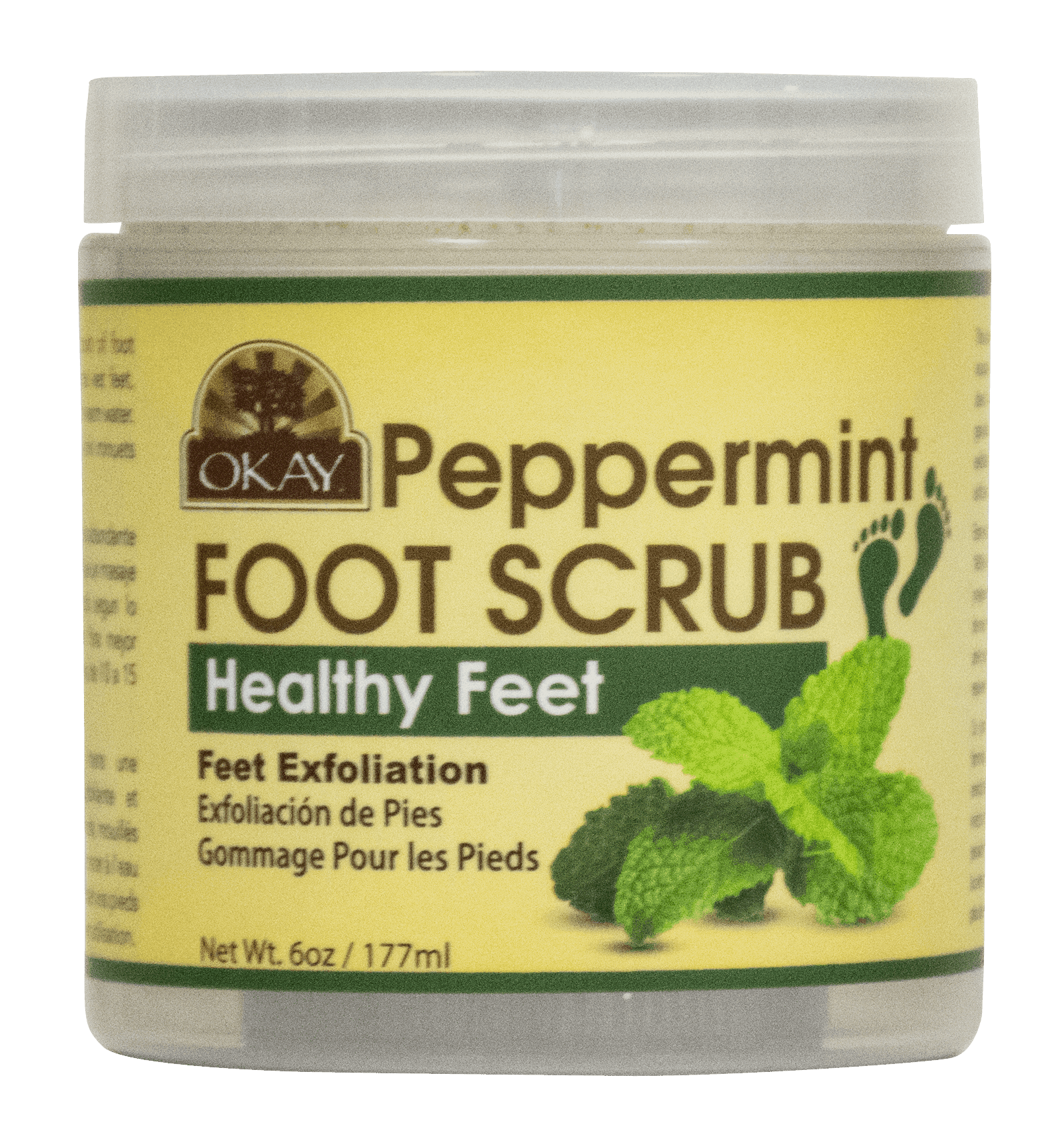 OKAY Peppermint Foot Scrub 6oz for Cooling and Soothing Foot Care