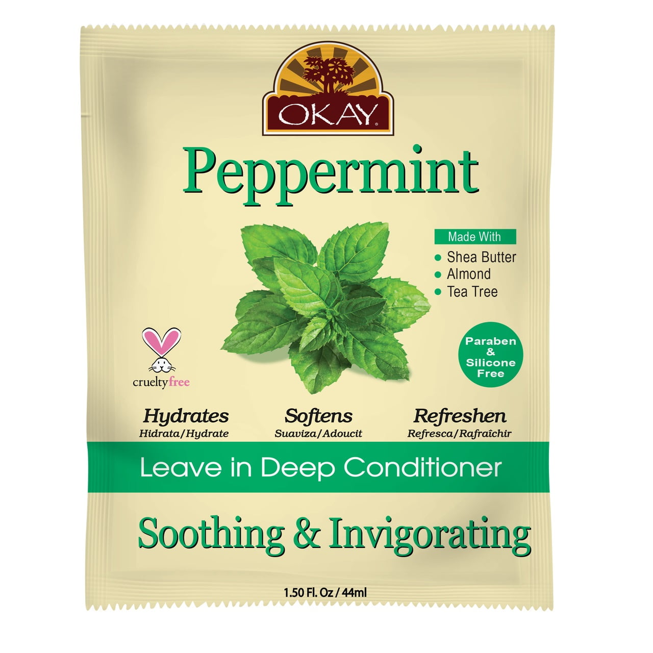 OKAY Peppermint Leave In Conditioner Packet - 1.5 Oz.,Pack of 12