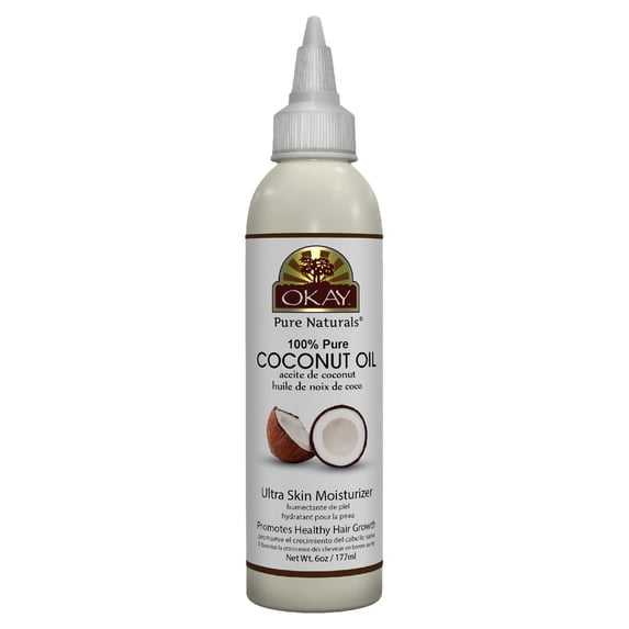OKAY Pure Naturals 100% Coconut Oil for Hair & Skin - 6oz for Deep Moisturization and Hair Care