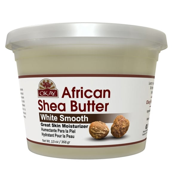 OKAY Pure Naturals 100% Pure African Shea Butter, White Smooth, Moisturizer for Skin & Hair, 13 oz
