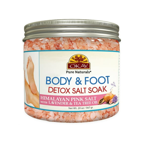 OKAY Pure Naturals Himalayan Pink Salt Foot Soak Detox Salt with Lavender & Tea Tree Oil - 20 oz / 567 gr