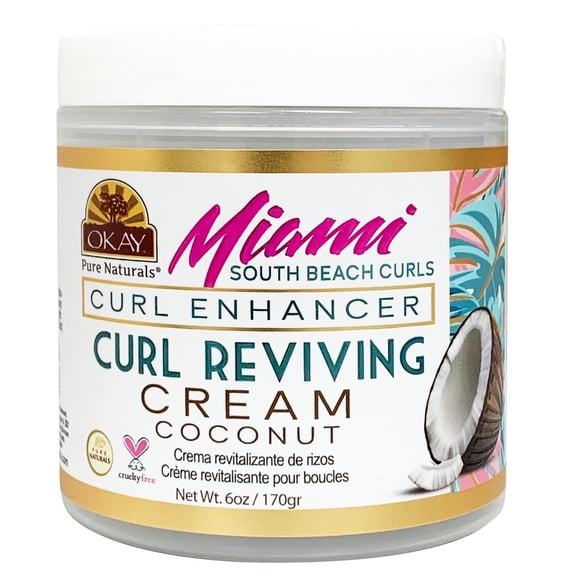 OKAY Miami South Beach Curls Curl Enhancer Curl Revival Cream, Moisture & Definition for Curly Hair, 6 oz