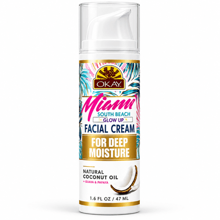 OKAY Miami South Beach Facial Cream Natural Deep Moisture 1.6 oz – Hydrating Daily Face Moisturizer for All Skin Types, Lightweight & Non-Greasy