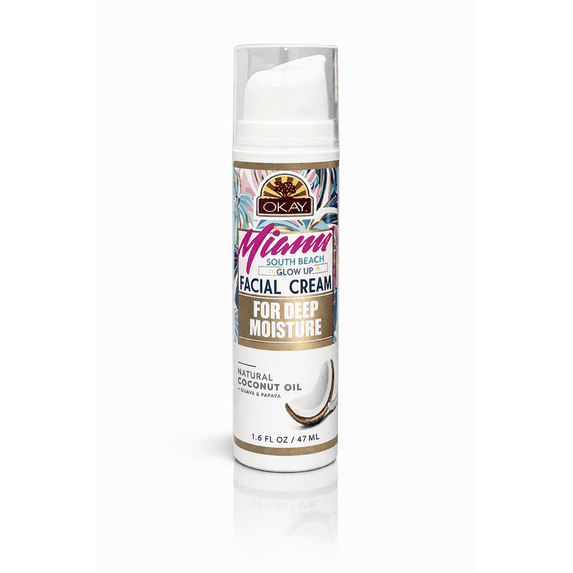OKAY Miami South Beach Facial Cream Natural Deep Moisture 1.6 oz – Hydrating Daily Face Moisturizer for All Skin Types, Lightweight & Non-Greasy