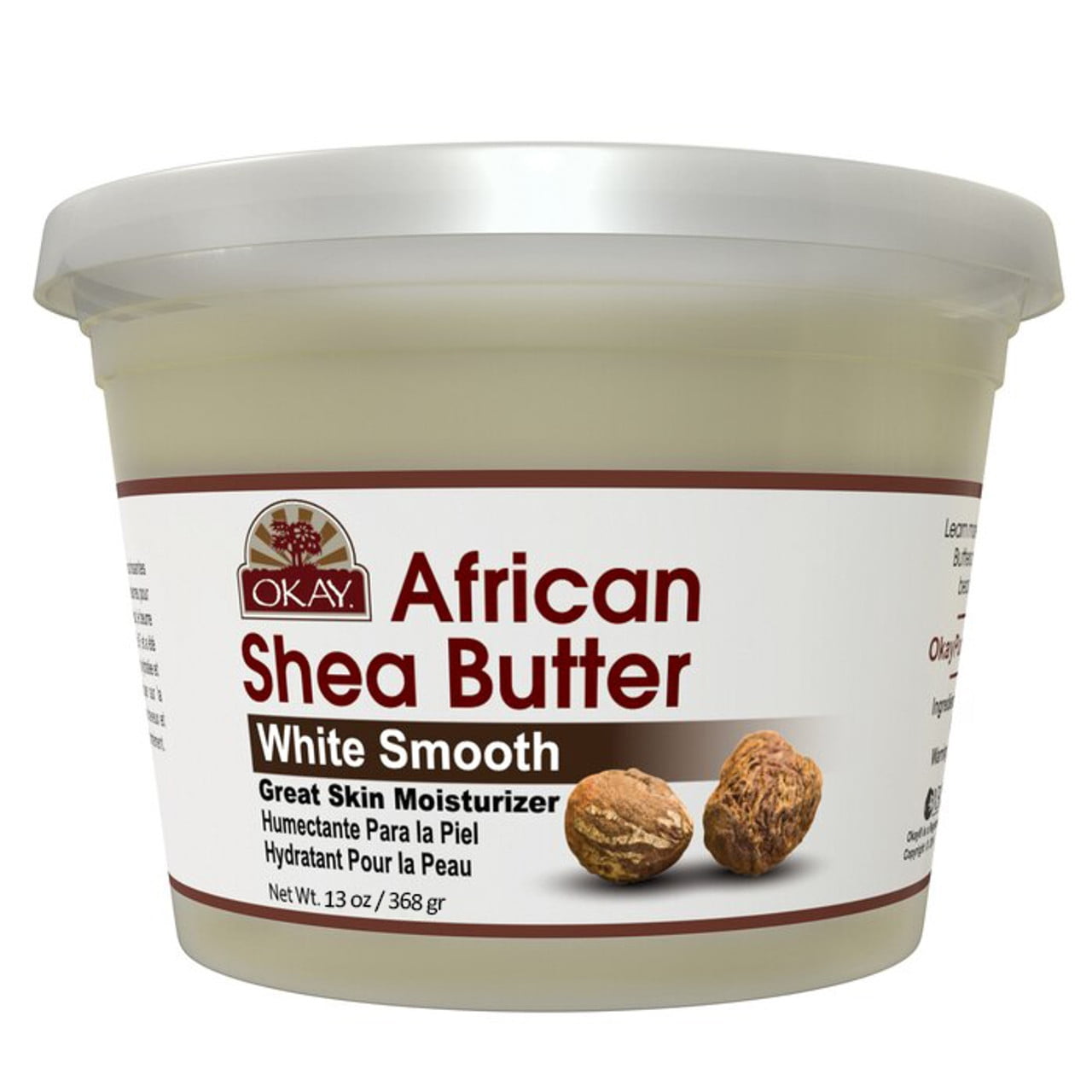 OKAY Pure Naturals Shea Butter Jar White - 13oz for Intense Moisturization and Smooth Skin