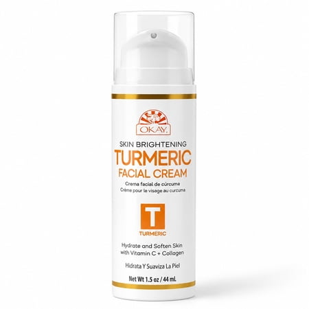 OKAY Turmeric Facial Cream, Hydrating Face Moisturizer for Soft & Smooth Skin, Lightweight Daily Skincare, 1.5 oz