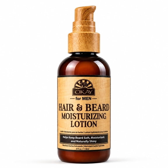 OKAY Men Hair & Beard Moisturizing Lotion, Hydrates & Softens Beard, Non-Greasy, Sulfate, Silicone & Paraben Free, 4 oz
