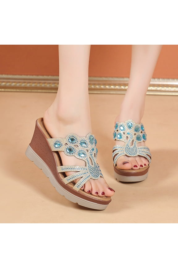 Arch Support Sandals wedge sandals for Women Footbed Open Toe Slip-On wedge sandals Stability High Heel High Arch Chunky Arch Support