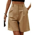 thumbnail image 1 of OKBOP Bermuda Shorts for Women Brown Relaxed Fit Wide-Leg Casual Capris, 1 of 8