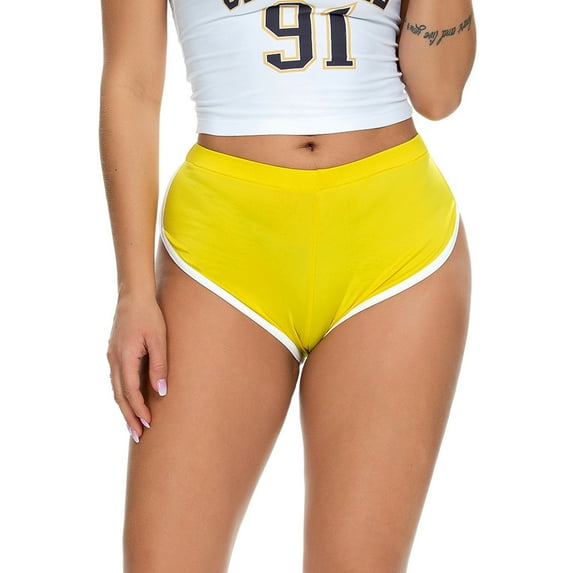 OKBOP Bermuda Shorts for Women Yellow Skinny Activewear Stretch Slim-Leg Yoga Pants Workout Bottoms