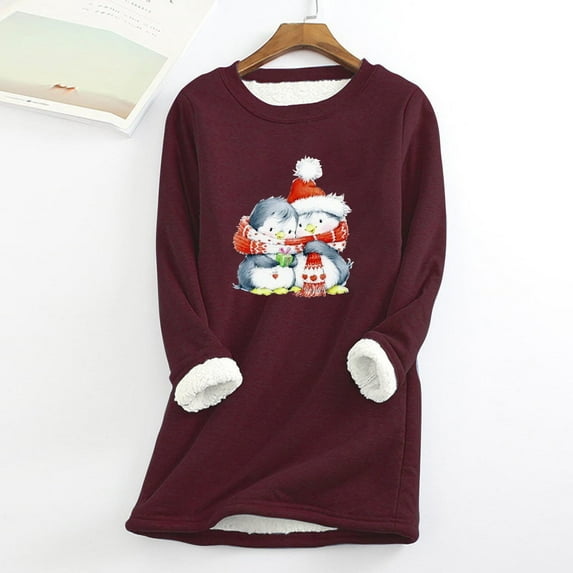 OKBOP Black Tops for Women Sexy,Ladies Fashion Casual Autumn Winter Plus Fleece Warm Christmas Print Ladies Tops And Blouses Womens White Button Down Shirt