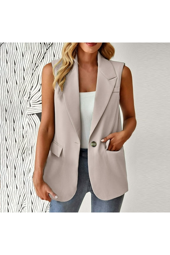 Blazer Jacket Suit rapper jacket Single-Breasted Relaxed Fit Solid Open Front Winter Jacket Clearance Beige