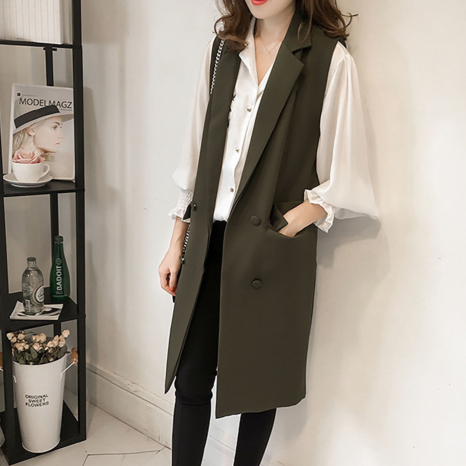 OKBOP Blazer Jackets for Women,Women Suit Vest Coat Pocket Winter ...