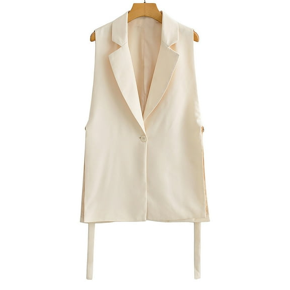 OKBOP Blazer Jackets for Women,Women Suit Vest Coat Split Bandage Winter Sleeveless Trun-down Collar Solid Outerwear