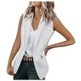 thumbnail image 1 of OKBOP Blazer Jackets for Women,Women's Sexy Fashion V-Neck Solid Sleeveless Pocket Cardigan Casual Outwear, 1 of 4