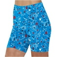 thumbnail image 1 of OKBOP Blue Womens Shorts with Pockets Floral Biker Shorts Slim-Leg Active Fit Activewear Workout Bottoms, 1 of 3