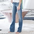 thumbnail image 1 of OKBOP Cargo Pants Women Plus Size,Mid Waisted Skinny Pocket Stretch Slim Button Trousers Hole Flare Denim Jeans Pants for Women, 1 of 7