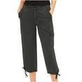thumbnail image 1 of OKBOP Casual Women'S Cargo Pants Pockets Low Waist Fall Wide Leg Capris Stretch Retro 2023 Slim Fit Straight Pants, 1 of 5