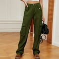 thumbnail image 1 of OKBOP Chinos Cargo Pants for Girls Fall High Waist Denim 2023 Jeans Full Length Straight Slim Fit with Pockets Travel Long Pants, 1 of 7