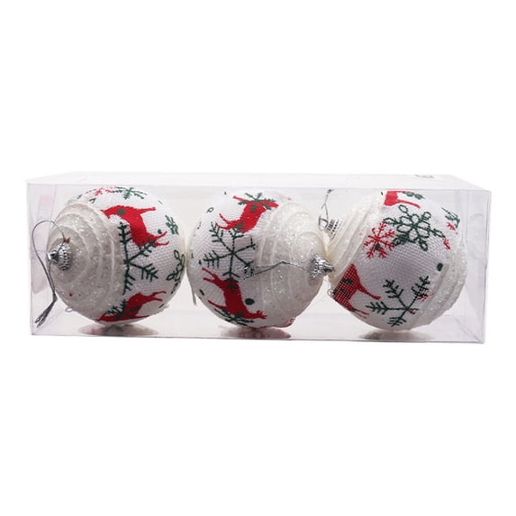 OKBOP Christmas Ornaments,3PCS Christmas Pearl Sequins Glitter Baubles Ball Tree Ornament Decoration 8CM