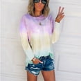 thumbnail image 1 of OKBOP Christmas Tops,Fashion Tie-Dye Long Sleeve Crew-Neck T-Shirt Casual Tee（S-5xl） Green Blouses For Women Tshirt Dress, 1 of 3