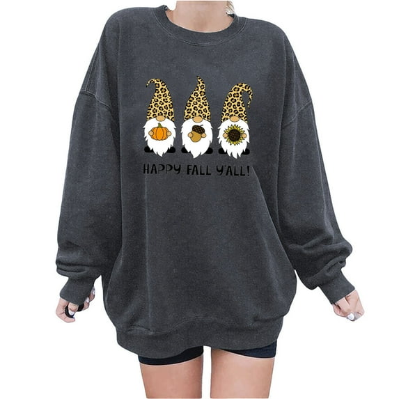 OKBOP Christmas Tops For Women,Fashion Autumn Printed Loose Long Sleeve Round Neck Casual Pullover Sweatershirt Fall Blouses For Women 2022 Funny Christmas T Shirts For Women