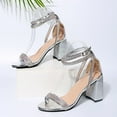 thumbnail image 1 of OKBOP Chunky Heels for Women Open Toe Heeled Sandals Casual Ankle Strap Travel Rhinestone Shoes, 1 of 5