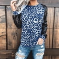 thumbnail image 1 of OKBOP Crop Tops for Teen Girls,Casual Leopard Print Sequins O Neck Long Sleeve Loose T Shirt Purple Blouses for Women Shirt Womens, 1 of 3