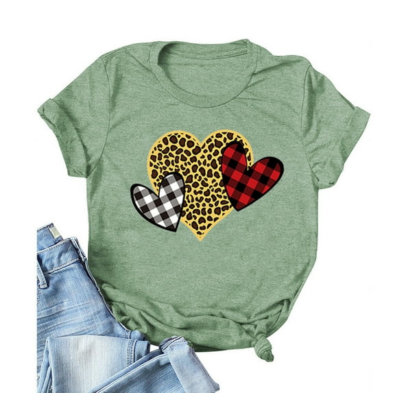 OKBOP Feather Tops for Women,O-Neck Pullover Love Leopard Printing Short Sleeves T-Shirt Blouses for Women Fashion 2022 Fall Tops Orange Long Sleeve Shirt Women