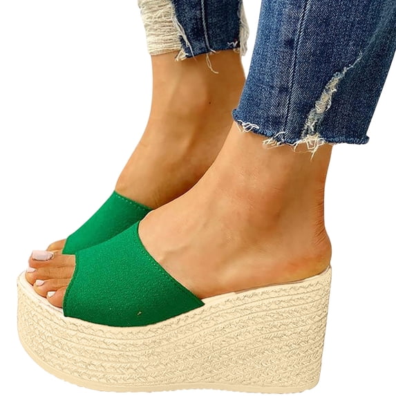 OKBOP Flat Platform Sandals for Women Open Toe Walking Sandals Slip On Thick Sole Casual Pool Shoes
