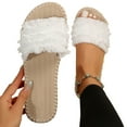 thumbnail image 1 of OKBOP Flat Sandals for Women Open Toe Flat Beach Sandals Indoor Outdoor Tassels Casual Shoes, 1 of 5