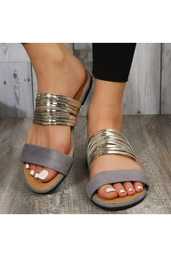 Flat Sandals for Women Slide Open Toe Beach Sandals Casual Non-Slip Cute Slide Shoes